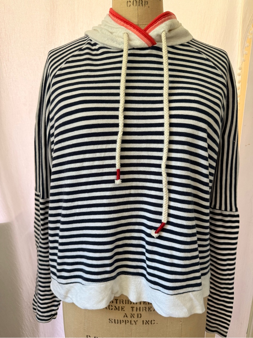 Splendid x Gray Malin, Tissue Weight Stripe Jersey Hoodie sz XS